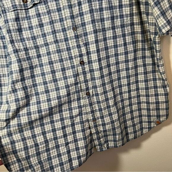 ✨ Carhartt Men’s Blue Plaid Button Down Shirt XL - Picture 5 of 9